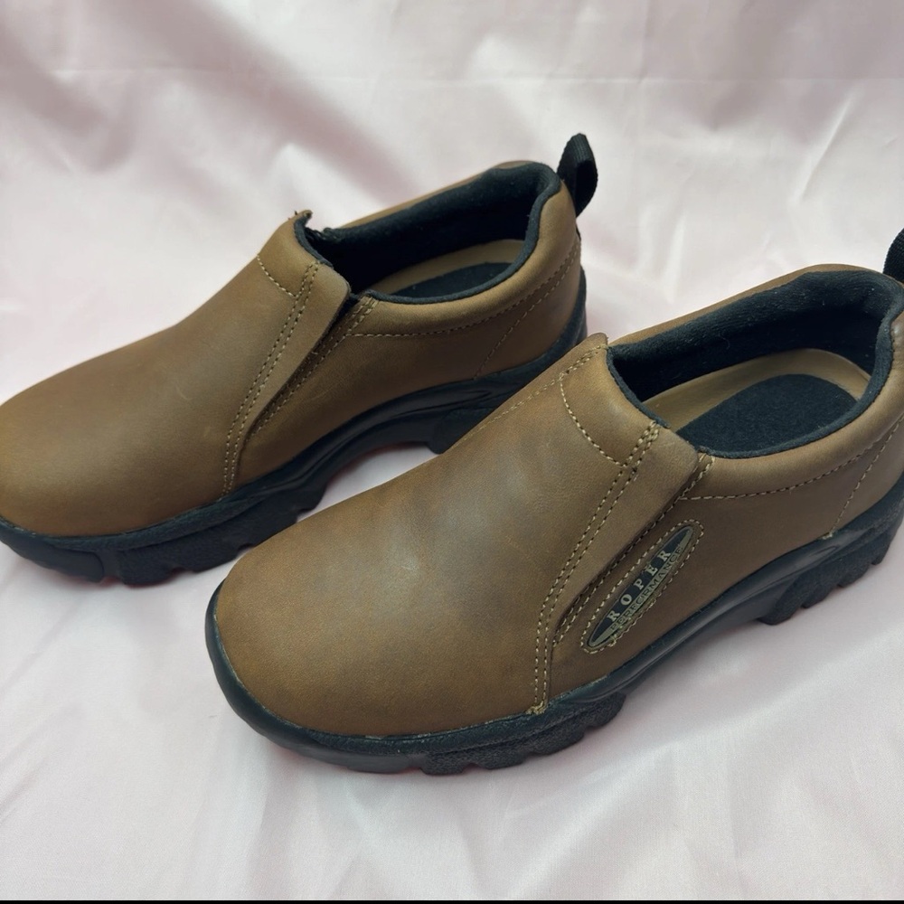 Roper Brown Leather Slip On Shoes Womens Sz 7 Comfort Casual